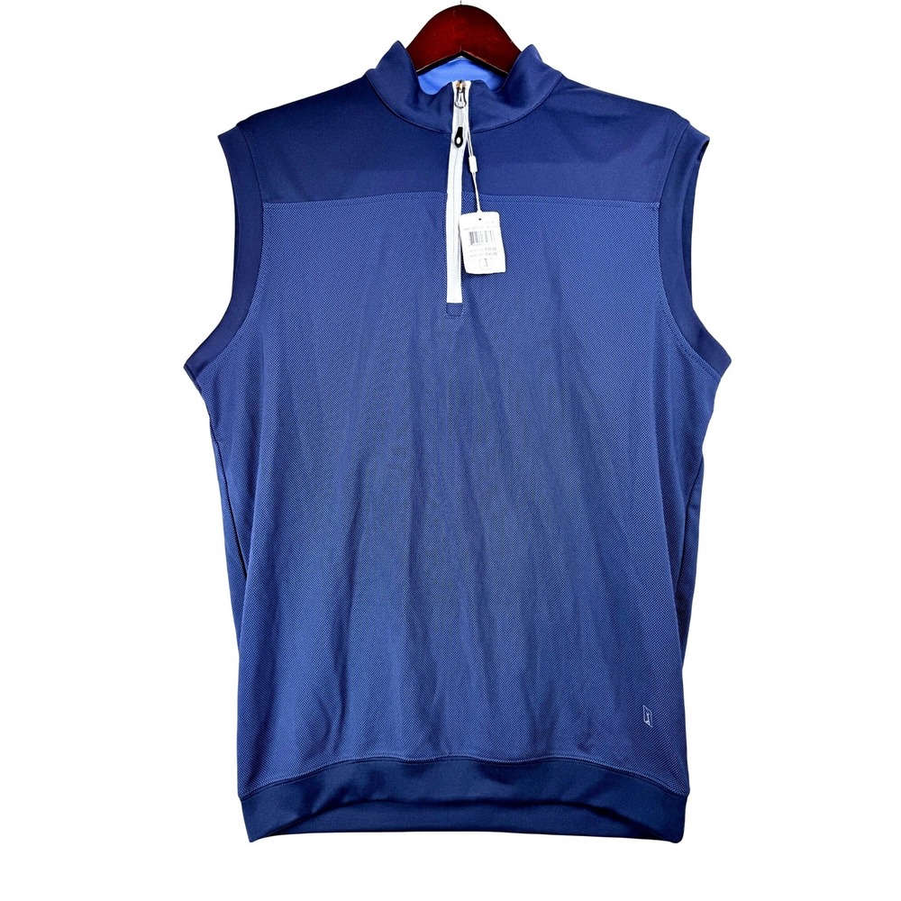 PGA TOUR Mens Golf Vest Sleeveless Quarter Zip Blue M Medium NWT